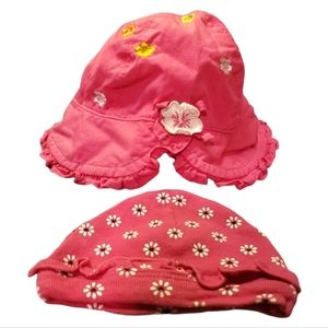 NB - 9M Girl's Pink Name Brand Cap & Sun Flop Hat